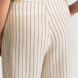 The Palazzo Linen Pants - White Stripes