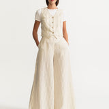 The Palazzo Linen Pants - White Stripes