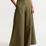 The Palazzo Linen Pants - Khaki