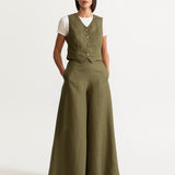 The Palazzo Linen Pants - Khaki
