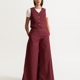 The Palazzo Cotton Pants - Bordeaux