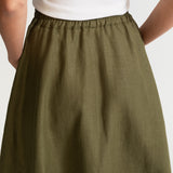 The Nocrich Linen Skirt - Khaki