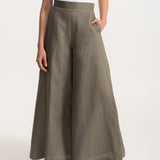 The Palazzo Linen Pants - Khaki