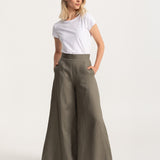 The Palazzo Linen Pants - Khaki