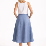 The Midi Linen Skirt - Dusty Blue