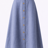 The Midi Linen Skirt - Dusty Blue