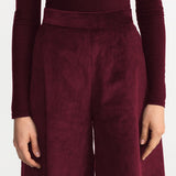 Pantaloni "Palazzo" din Catifea Reiata - Bordeaux