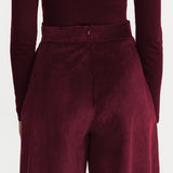 Pantaloni "Palazzo" din Catifea Reiata - Bordeaux