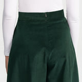 Pantaloni "Palazzo" din Catifea Reiată - Verde Pădure