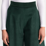Pantaloni "Palazzo" din Catifea Reiată - Verde Pădure