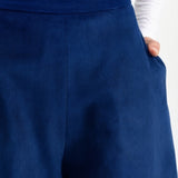 Pantaloni "Palazzo" din Catifea Reiata - Albastru Regal