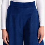 Pantaloni "Palazzo" din Catifea Reiata - Albastru Regal