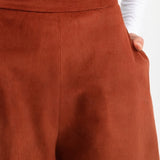 Pantaloni "Palazzo" din Catifea Reiată - Terracotta