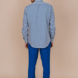 The Chevron Cotton Trousers - Van Gogh Blue