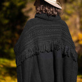 The Cibin Merino Wool Blend Poncho - Black