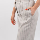 The Figa Linen Trousers - Beige Stripes