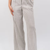 The Figa Linen Trousers - Beige Stripes