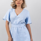 The Reteag Linen Dress - Sky Blue