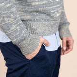 Der Rivoli Hanf-Merinowolle-Pullover – Steinblau