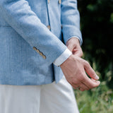 The Bazna Linen Suit Jacket - Herringbone Blues