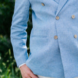 The Bazna Linen Suit Jacket - Herringbone Blues