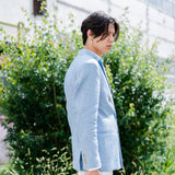 The Bazna Linen Suit Jacket - Herringbone Blues
