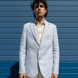 The "Sadu" Linen Suit Jacket - Sky Blue