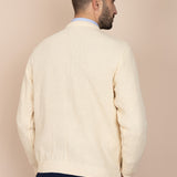 The Caid Cable-Knit 100% Cotton Crewneck - White