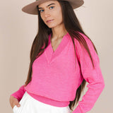 The Letea V-Neck Wool Jumper - Pink
