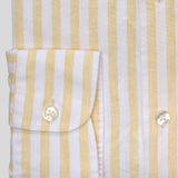 The Cernauți Linen Shirt - White with Yellow Stripes