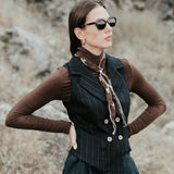 The "Crisana" Wool Waistcoat - Midnight Stripe