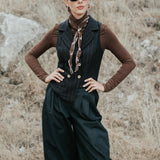 The "Crisana" Wool Waistcoat - Midnight Stripe