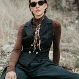 The "Crisana" Wool Waistcoat - Midnight Stripe