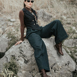 The "Crisana" Wool Waistcoat - Midnight Stripe