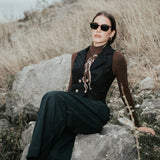 The "Crisana" Wool Waistcoat - Midnight Stripe