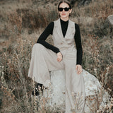 The "Palazzo" Wool Trousers - Sahara Stripe