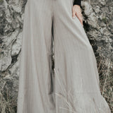 The "Palazzo" Wool Trousers - Sahara Stripe