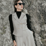 The "Crisana" Wool Waistcoat - Sahara Stripe