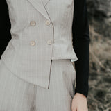 The "Crisana" Wool Waistcoat - Sahara Stripe