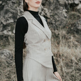 The "Crisana" Wool Waistcoat - Sahara Stripe