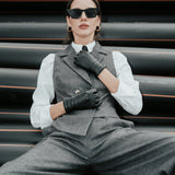 Set ”Bucegi” Lână – Gri Dungi