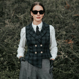 The "Crisana" Wool Waistcoat - Pine Tartan