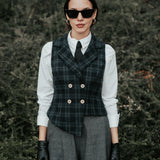 The "Crisana" Wool Waistcoat - Pine Tartan