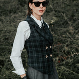 The "Crisana" Wool Waistcoat - Pine Tartan