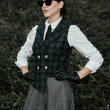 The "Crisana" Wool Waistcoat - Pine Tartan