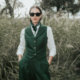 The "Deva" Linen Trousers – Forest Green
