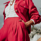 The "Deva" Linen-Cotton Trousers – Fuchsia