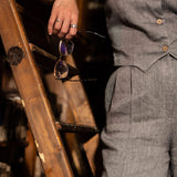The Figa Linen Set (Trousers and Waistcoat) - Grey Chambray