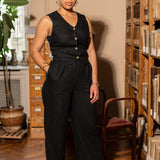 The Figa Linen Set (Trousers and Waistcoat) - Black