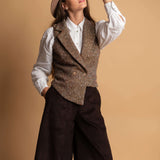The "Crisana" Wool Tweed Waistcoat - Rustic Brown